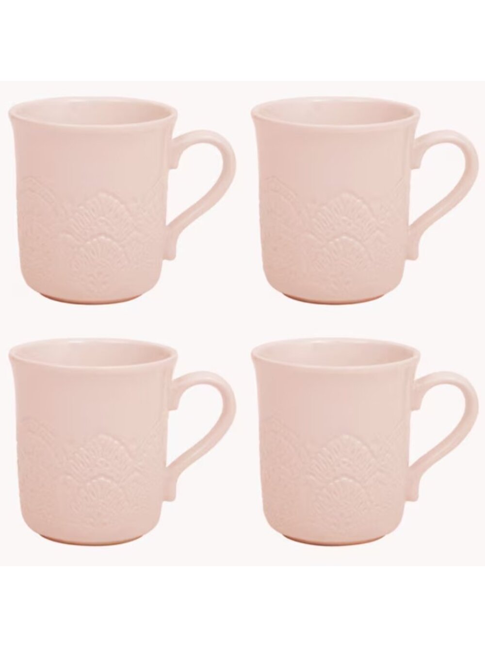 The Pioneer Woman Home Pink 4-Pack Classic Look Vintage Lace Ceramic Mug Set